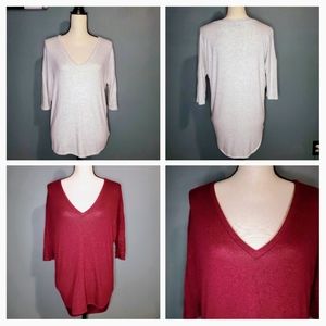 EXPRESS set of TWO hi-low 3/4 sleeve v-neck tee